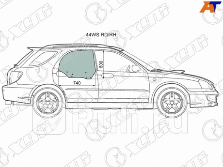 44WS RD/RH - Стекло двери задней правой (XYG) Subaru Impreza GD/GG (2000-2007) для Subaru Impreza GD/GG (2000-2007), XYG, 44WS RD/RH